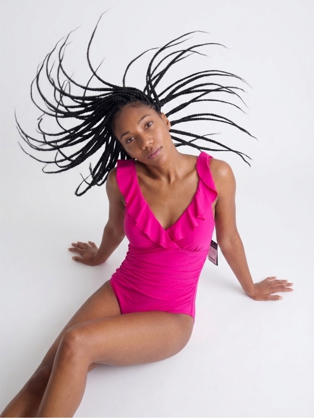 Lauren Ralph Lauren Hot Pink Ruffle One-Piece Swimsuit